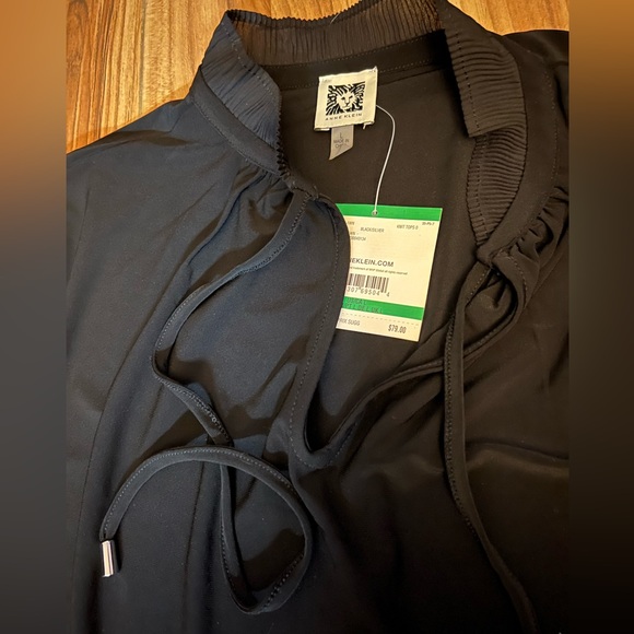 NWT Black Blouse w/ Sheer and Sparky Sleeves - Picture 3 of 4